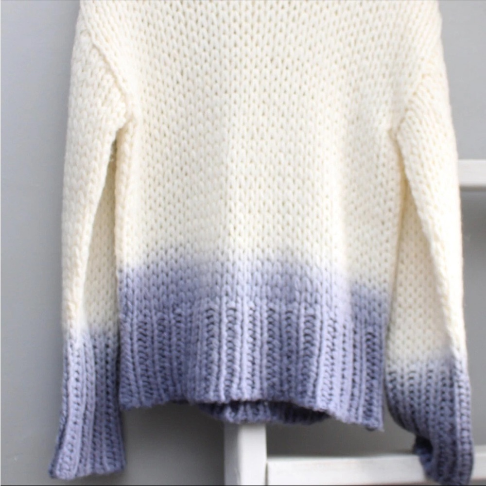 ACNE STUDIOS Cream Purple Dip-Dyed Wool Blend Knit Jumper Sweater SZ Medium - Picture 4 of 6